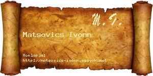 Matsovics Ivonn névjegykártya